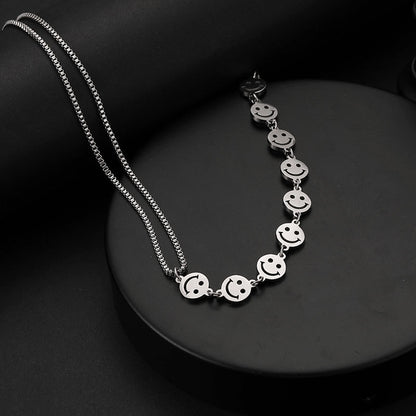 Hip Hop Titanium Steel Smiley Face Necklace