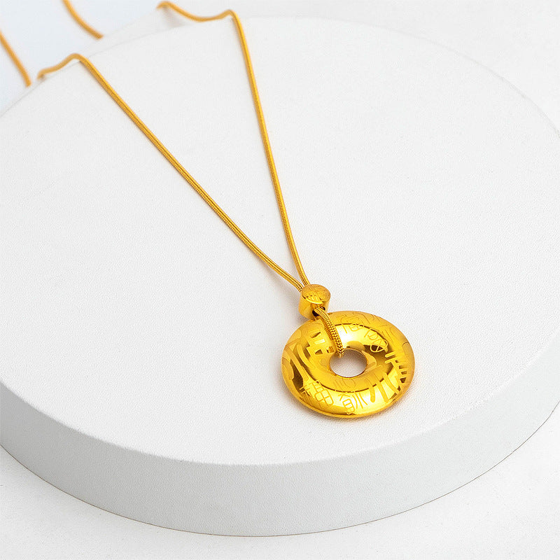 Light Luxury High-grade Chinese Style Titanium Steel Fu Character Necklace