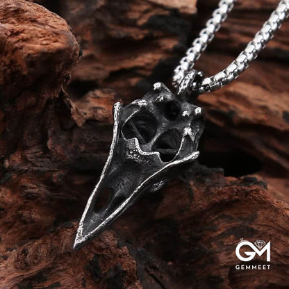 Men's Viking Raven Crow Skull Stainless Steel Necklace