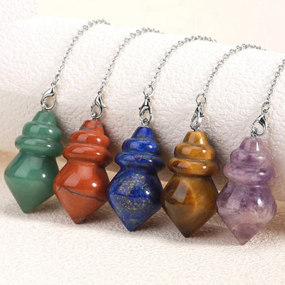 Crystal Stone Double Tower Round Pendant