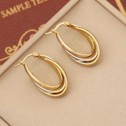 Stainless Steel Double Hoop Earrings