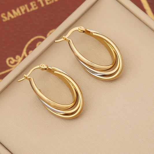 Stainless Steel Double Hoop Earrings