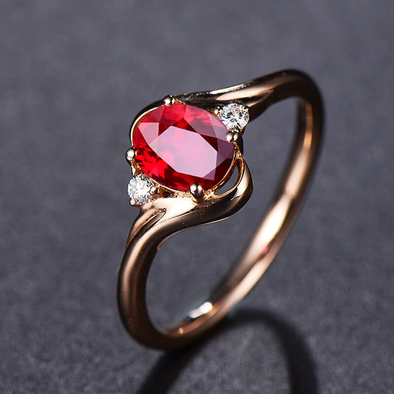 Pigeon's Blood Imitation Red Sapphire Luxury Gemstone Ring