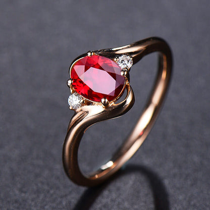 Pigeon's Blood Imitation Red Sapphire Luxury Gemstone Ring