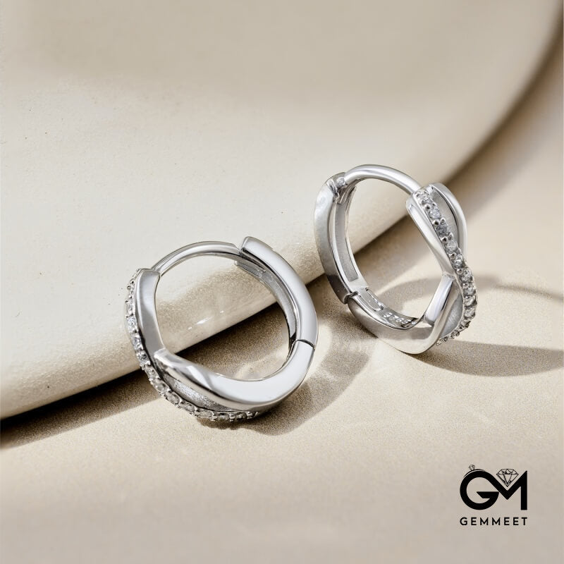 S925 Sterling Cross Design Infinite Symbol Stud Earrings