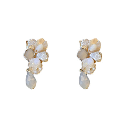 Petal Earrings Crystal Pearl Zircon Earrings