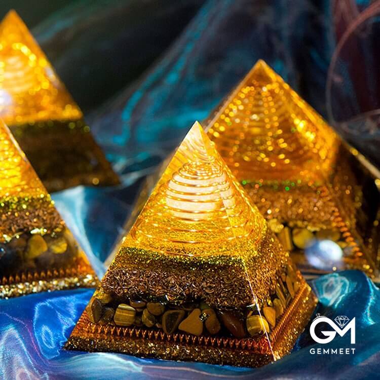 Clear Quartz With Tiger Eye Orgone Pyramid