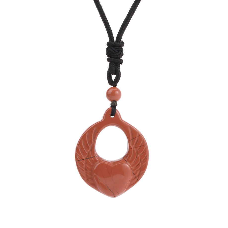 Carved Stone Feather Necklace