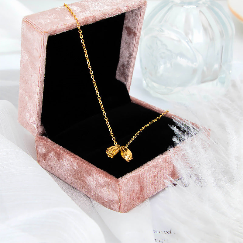 Fashion Simple Titanium Steel Lock Lotus Seed Necklace