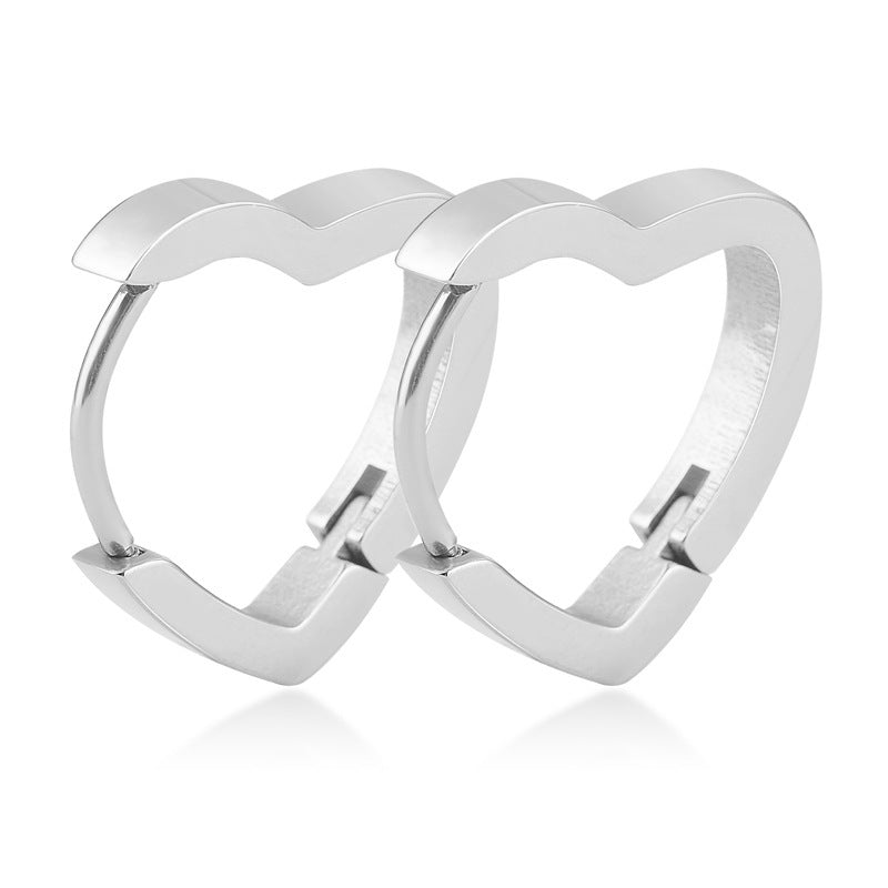 Ins Cold Wind Niche Simple Heart Titanium Steel Earrings