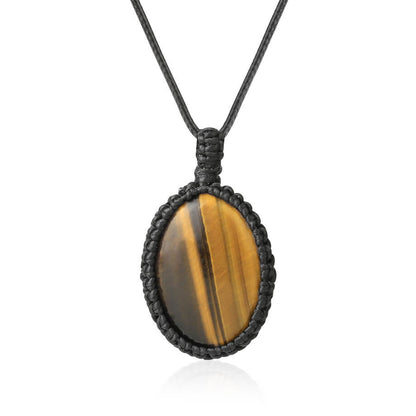 Oval Crystal Woven Necklace