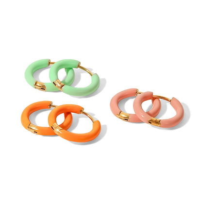 Stainless Steel Jelly Colored Ring Earrings