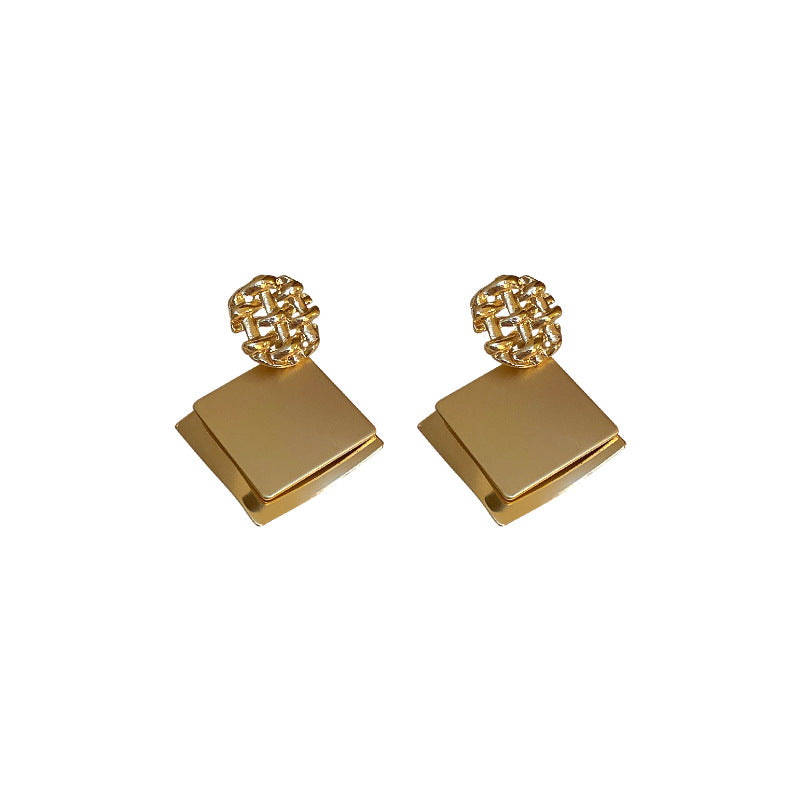 Geometric Square Sequined Metal Earrings