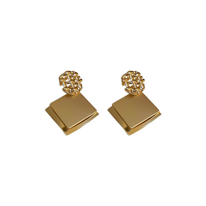 Geometric Square Sequined Metal Earrings