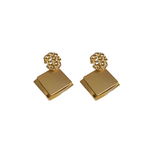 Geometric Square Sequined Metal Earrings