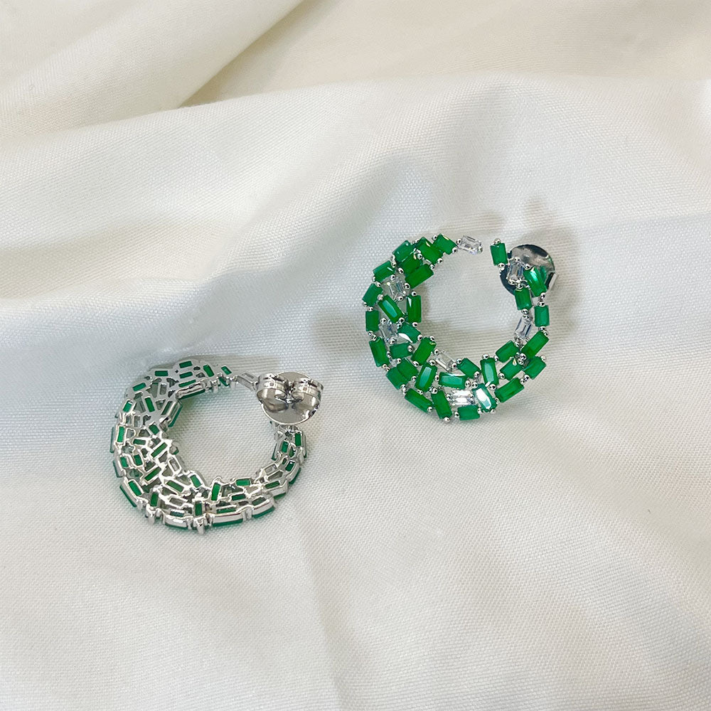 Green Zircon Sugar Shape Earrings