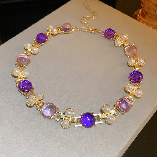 Round Resin Pearl French Vintage Necklace