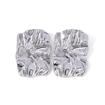Titanium Steel Stainless Steel Square Pleated Earrings