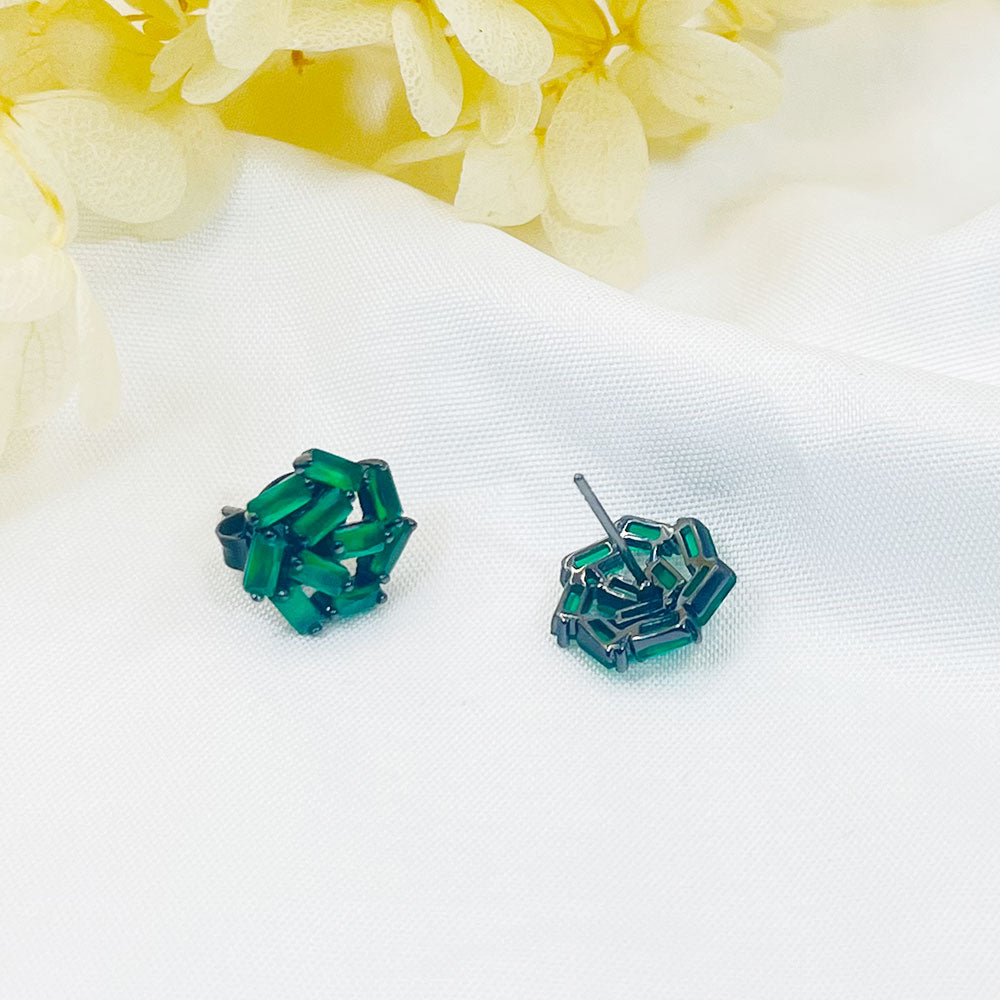 Square Snowflake Green Zircon Earrings