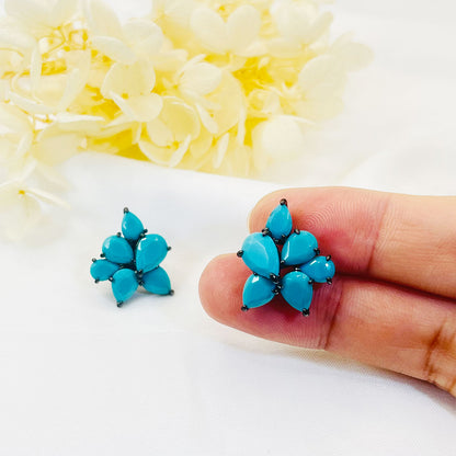 Irregular Drop-Shaped Turquoise Color Earrings