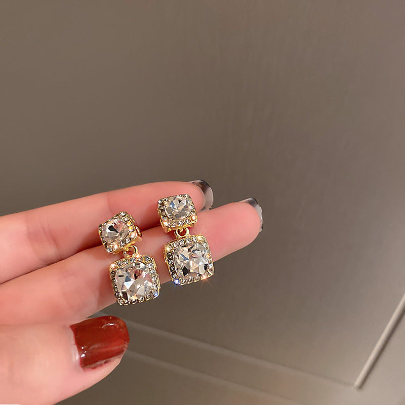 Stylish New Diamond Alloy Block Earrings
