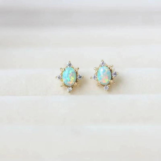 Retro Symphony Opal Stud Earrings