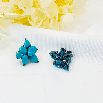 Irregular Drop-Shaped Turquoise Color Earrings