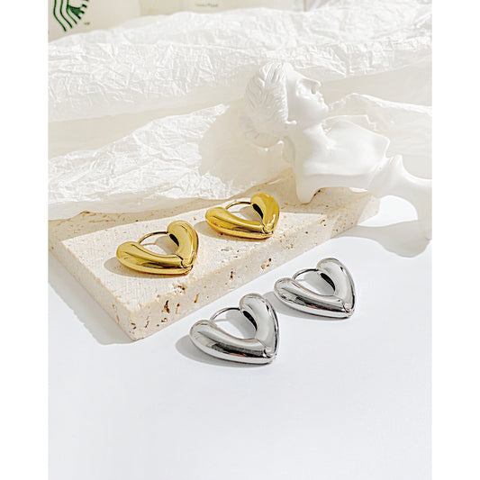 Electroplated Titanium Steel Love Stud Earrings