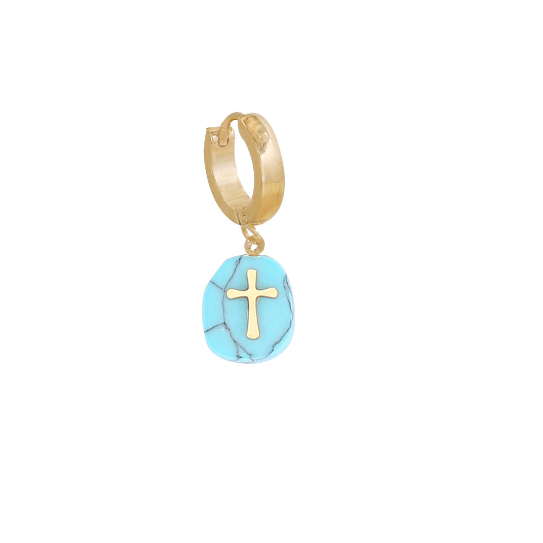 Bohemia Cross Totem Color Stone Dangle Earrings