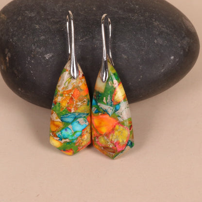 Geometric Floral Imperial Pine Pendant Earrings