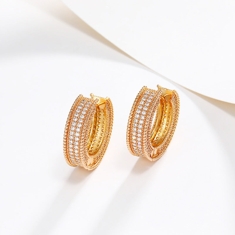 Micropaved Zirconia Round Hoop Earrings