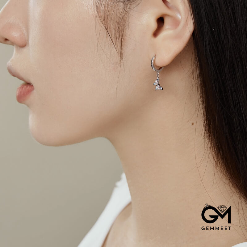 S925 Sterling Silver Colored Round Zircon Butterfly Earrings