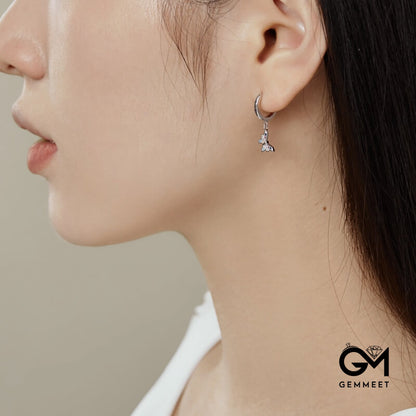 S925 Sterling Silver Colored Round Zircon Butterfly Earrings