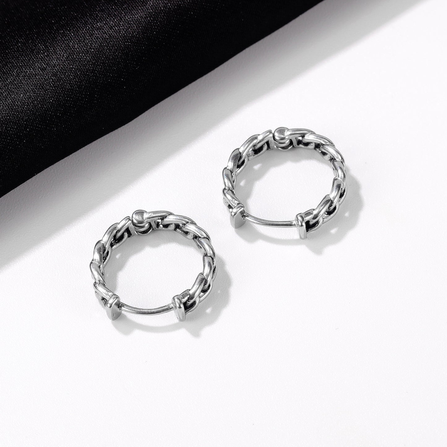 Stainless Steel Chain Hoop Earrings