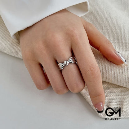 S925 Sterling Silver Bow Open Ring