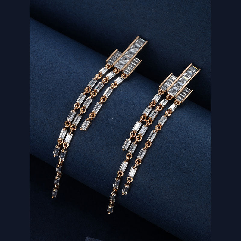 Luxurious Earrings Full of Zircon Three-layer Fringe