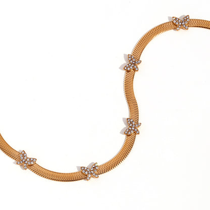 Stainless Steel Mini Zircon Butterfly Necklace