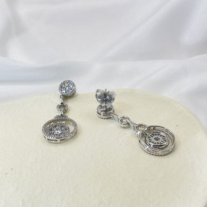 Double Ring Snowflake Zircon Earrings