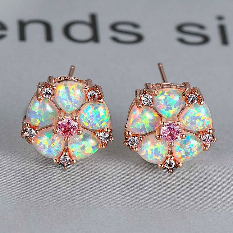 Opal Flower Shaped Earrings