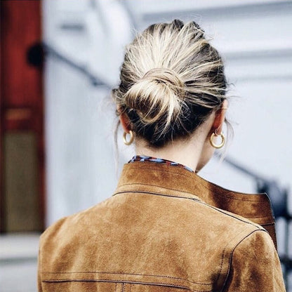 Metal style simple fashion exquisite pure copper small thick earrings