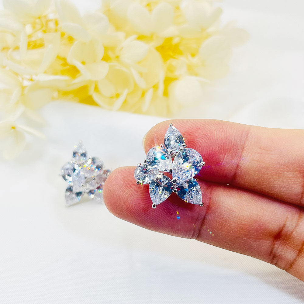 Irregular Drop-Shaped White Zircon Earrings