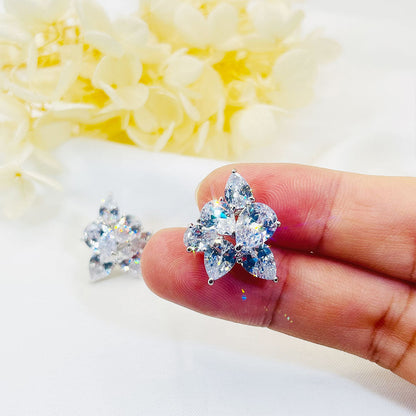 Irregular Drop-Shaped White Zircon Earrings