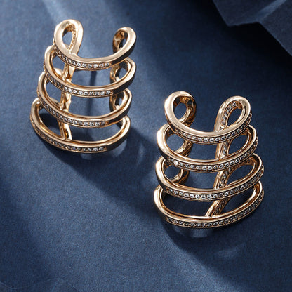 Four-prong Micro-encrusted Zirconium Letter E-shaped Earrings