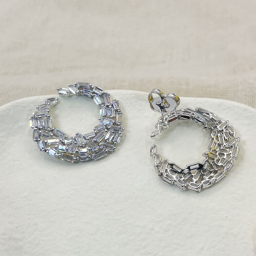 Sugar Shape White Zircon Earrings