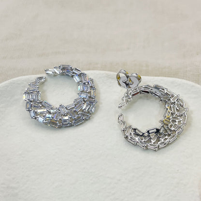 Sugar Shape White Zircon Earrings