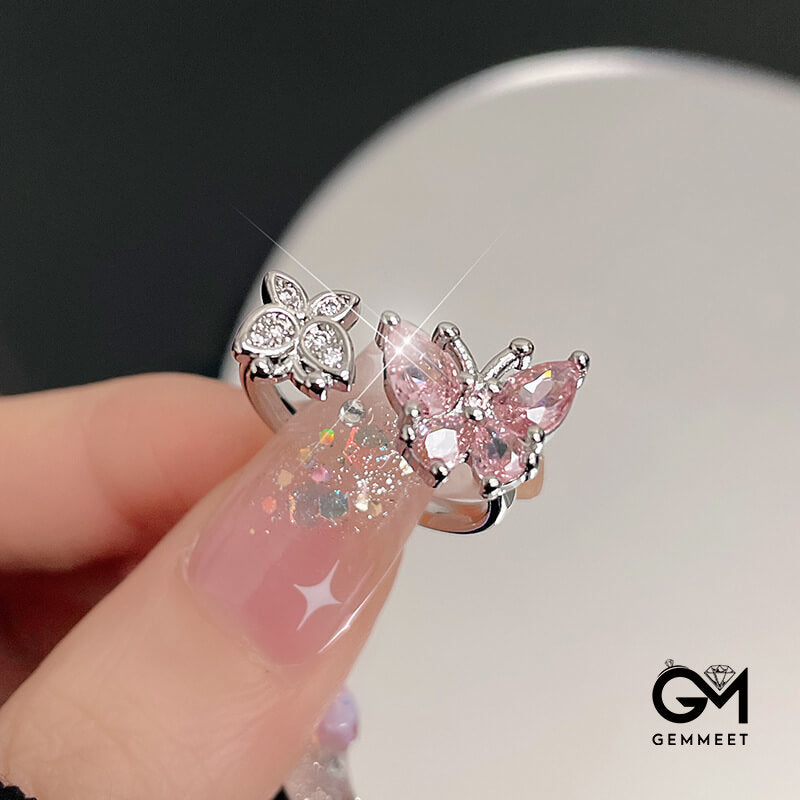 Snowflake Butterfly Double Layer with Open Ring