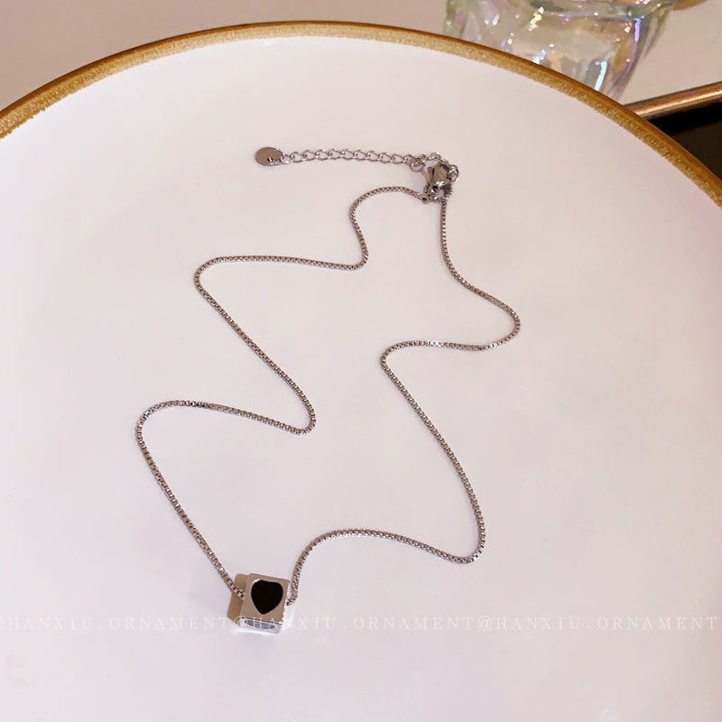 Drop Oil Heart Square Necklace