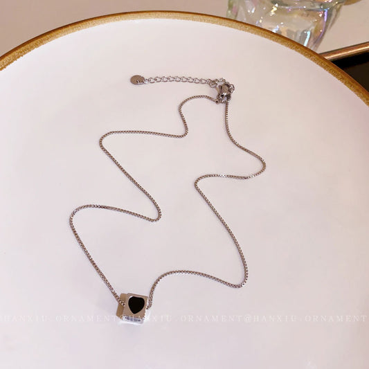 Drop Oil Heart Square Necklace
