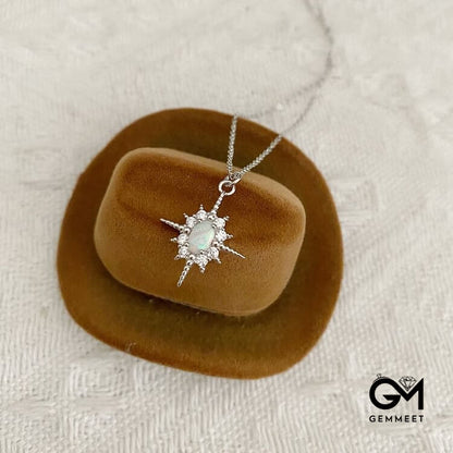 Opal White Zircon Northstar Dainty Star Necklace