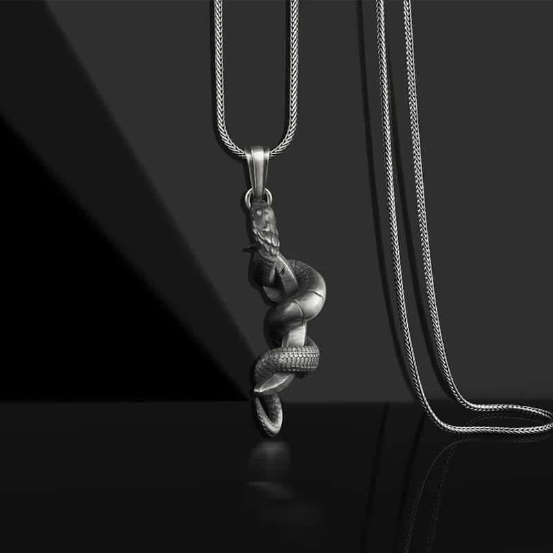 Fantasy Serpent Wrapping Crescent Necklace